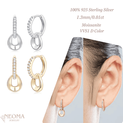  Moissanite Drop Dangle Hoop Earrings - Versatile Transformable Style SETUxNEOMA