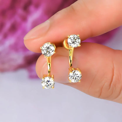 Moissanite Ear Jacket Earrings - Front Back Dangle Studs-SETUxNEOMA