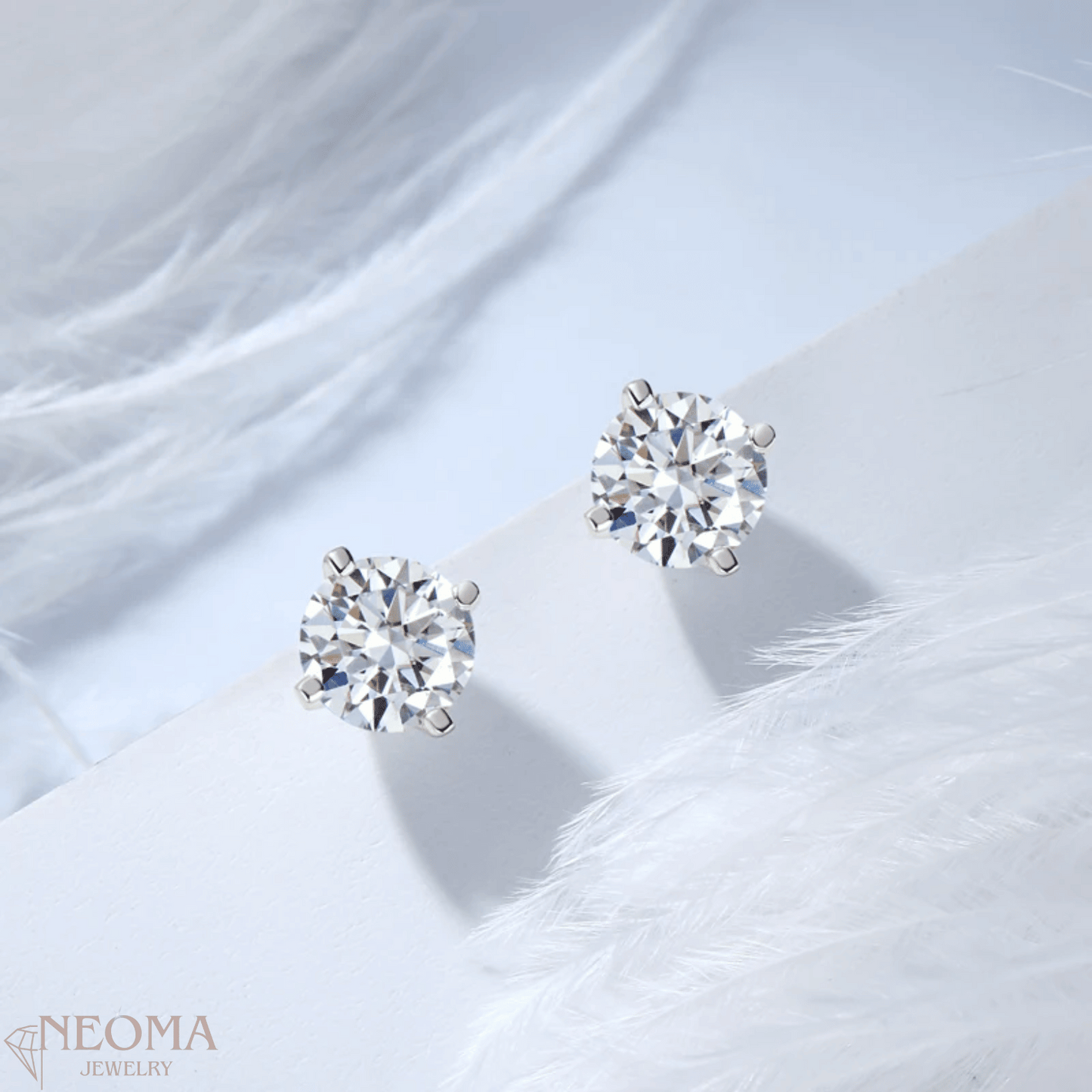  Round Cut Moissanite Solitaire Tiny Stud Earrings in Four Claw Setting SETUxNEOMA