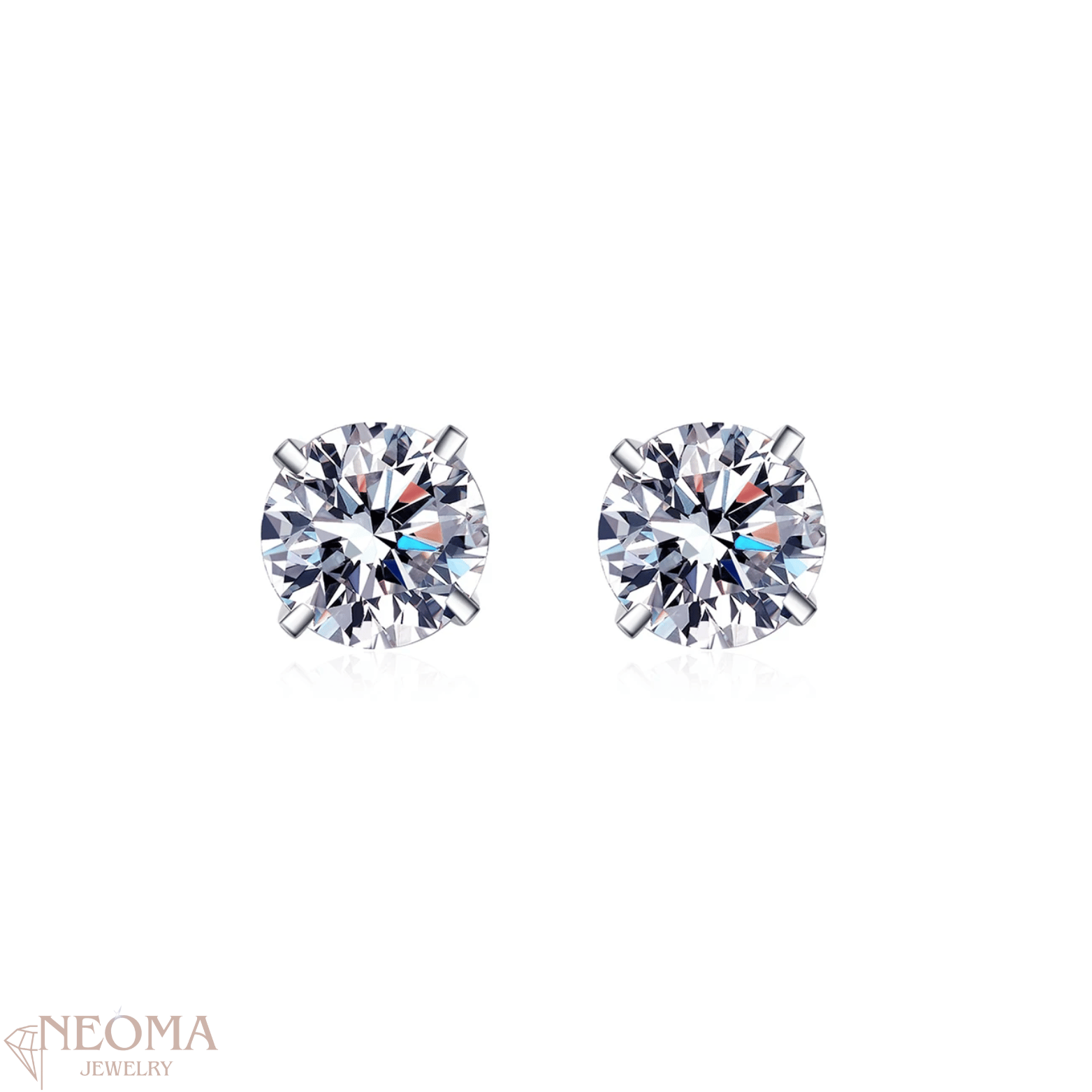  Round Cut Moissanite Solitaire Tiny Stud Earrings in Four Claw Setting SETUxNEOMA