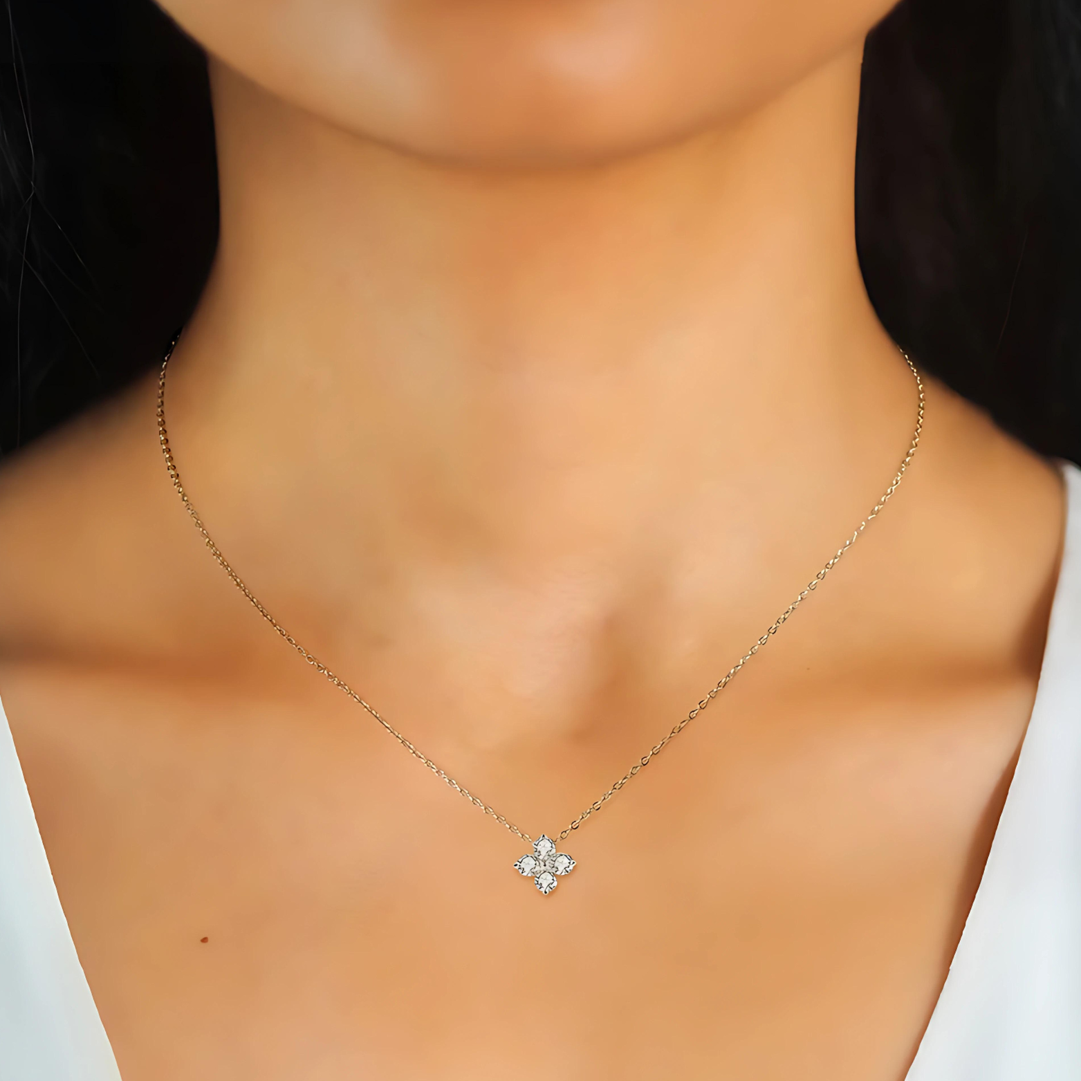  Moissanite Four Leaf Clover Pendant Necklace - Lucky Jewelry SETUxNEOMA