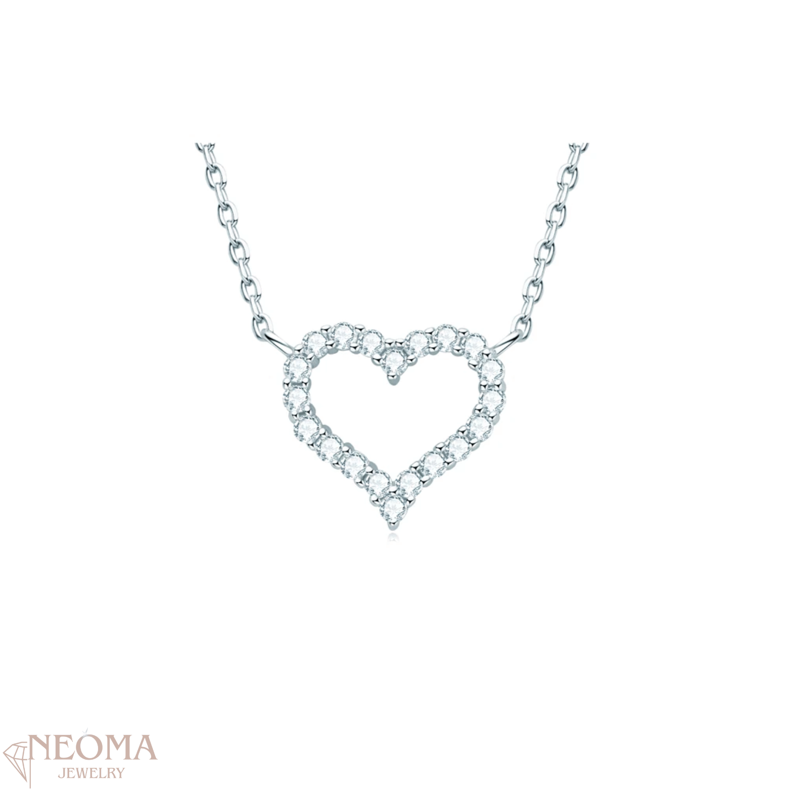 Real Moissanite Heart Pendants Necklace - S925 Silver Cluster Choker - SETUxNEOMA  