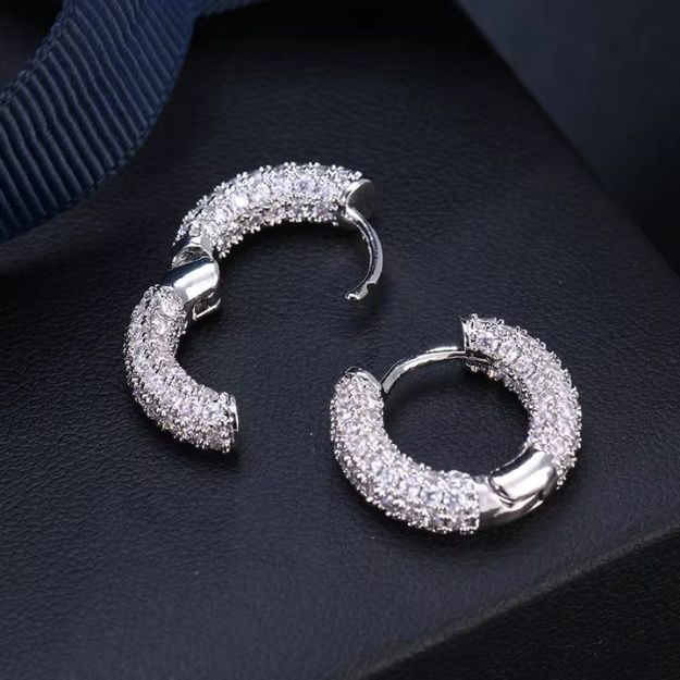 Moissanite Stone Hoop Earrings - Iced Out Hoop Earrings - SETUxNEOMA  