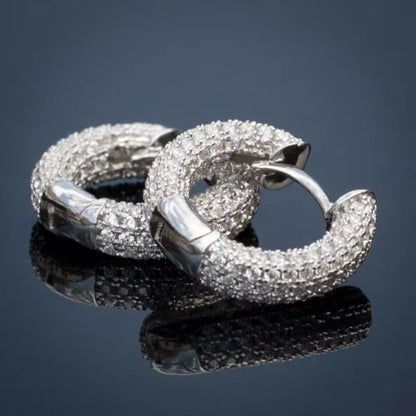 Moissanite Stone Hoop Earrings - Iced Out Hoop Earrings - SETUxNEOMA  