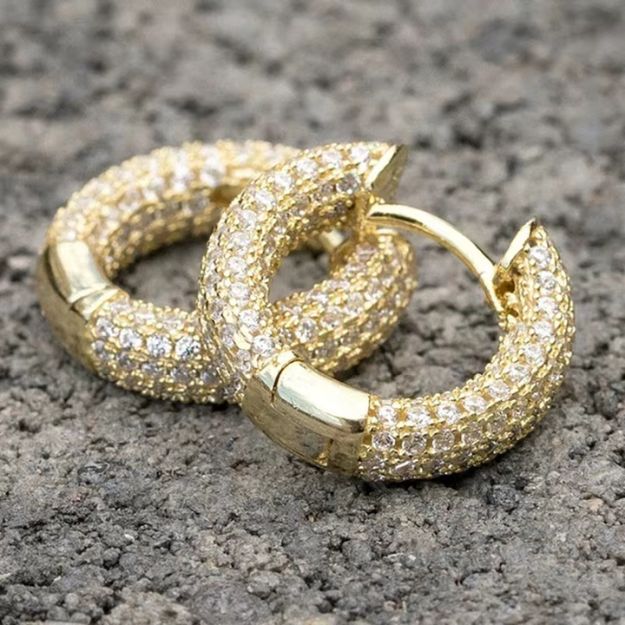 Moissanite Stone Hoop Earrings - Iced Out Hoop Earrings - SETUxNEOMA  