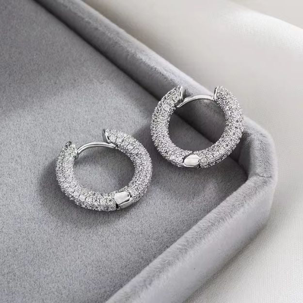 Moissanite Stone Hoop Earrings - Iced Out Hoop Earrings - SETUxNEOMA  