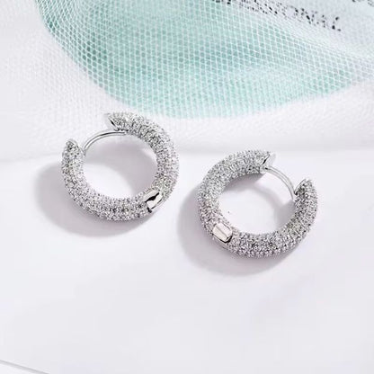 Moissanite Stone Hoop Earrings - Iced Out Hoop Earrings - SETUxNEOMA  