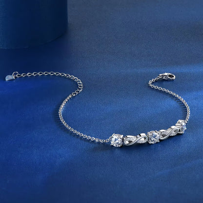 Moissanite Infinity Bracelet – Adjustable 925 Sterling Silver Chain - SETUxNEOMA