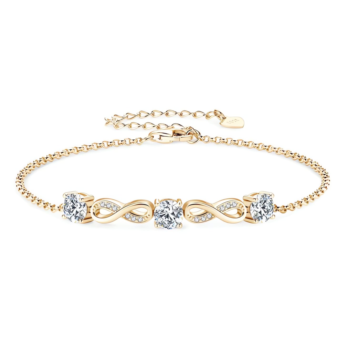 Moissanite Infinity Bracelet – Adjustable 925 Sterling Silver Chain - SETUxNEOMA