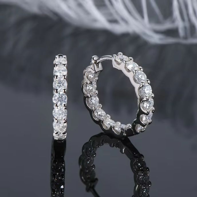 Moissanite Inside-Outside Hoop Earrings - SETUxNEOMA  