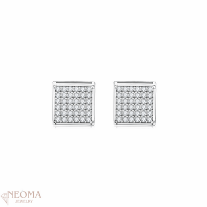  Moissanite Micro Pave Square Stud Earrings - Multi Gemstone Geometric Design SETUxNEOMA