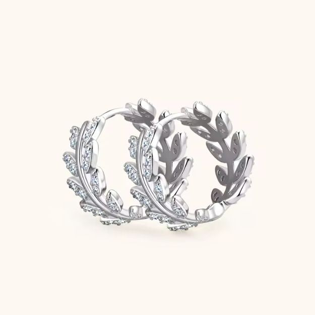 Moissanite Olive Leaf Hoop Earrings - SETUxNEOMA  