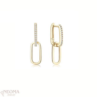  Moissanite Paperclip Drop Link Earrings - Detachable Hoops SETUxNEOMA