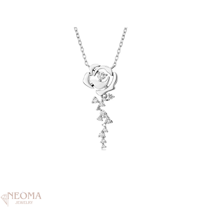 Moissanite Rose Flower Pendant Necklace in 925 Sterling Silver - SETUxNEOMA  