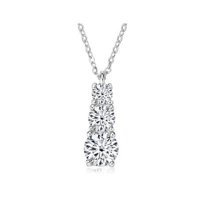 Moissanite Pendant with Three Stone Drop in Sterling Silver - SETUxNEOMA  