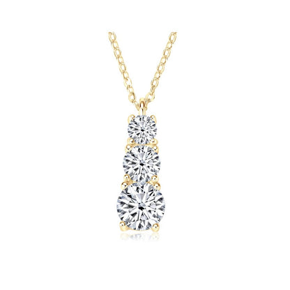 Moissanite Pendant with Three Stone Drop in Sterling Silver - SETUxNEOMA  