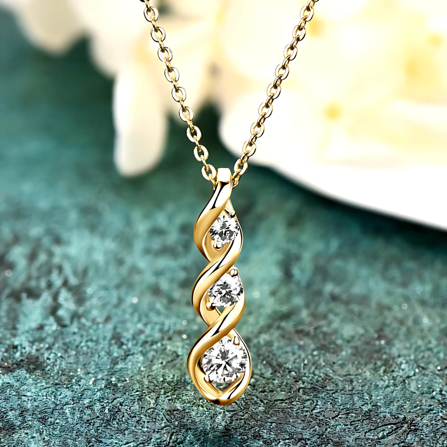  Moissanite Three Stone Pendant Necklace – Twisted Infinity Design SETUxNEOMA