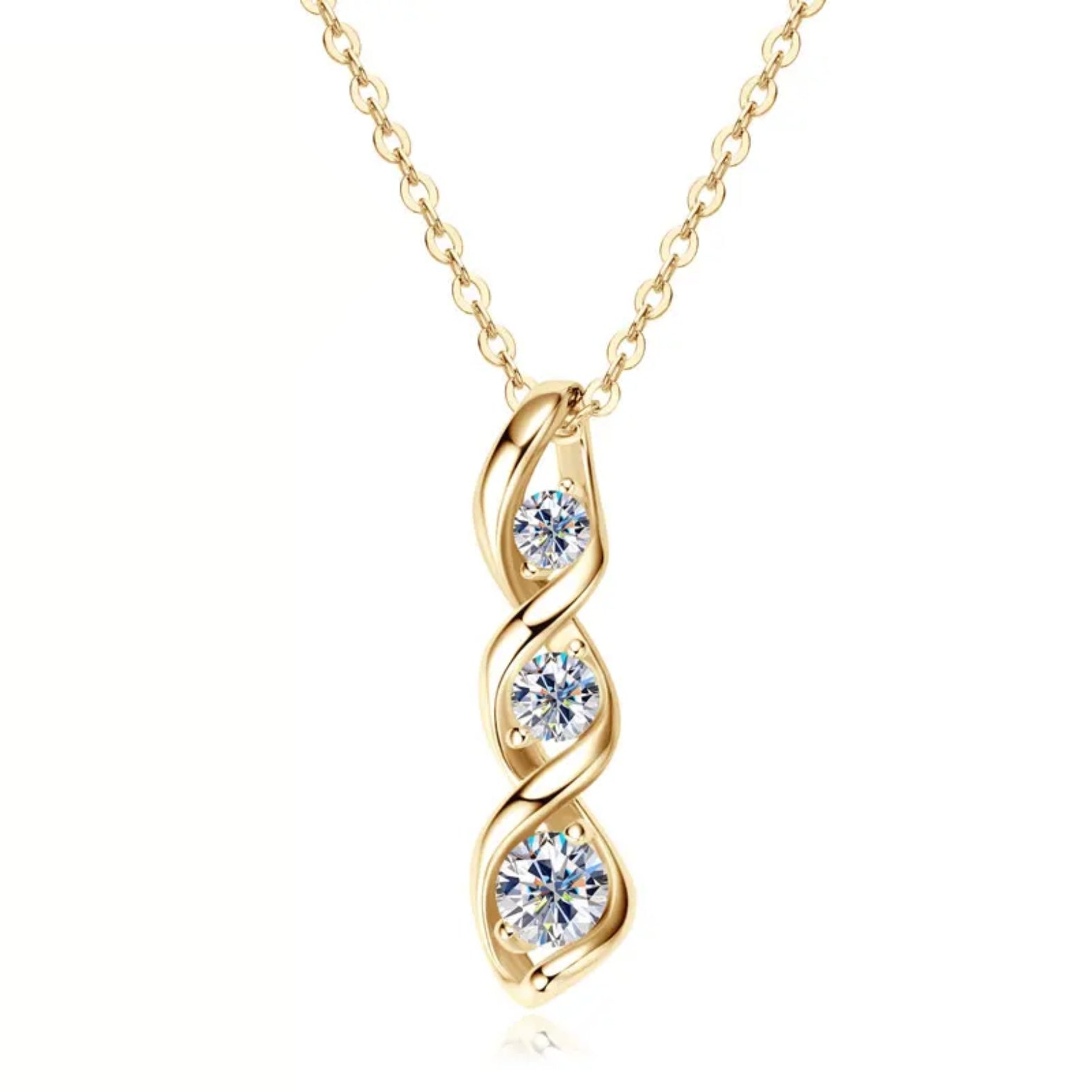  Moissanite Three Stone Pendant Necklace – Twisted Infinity Design SETUxNEOMA