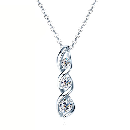  Moissanite Three Stone Pendant Necklace – Twisted Infinity Design SETUxNEOMA