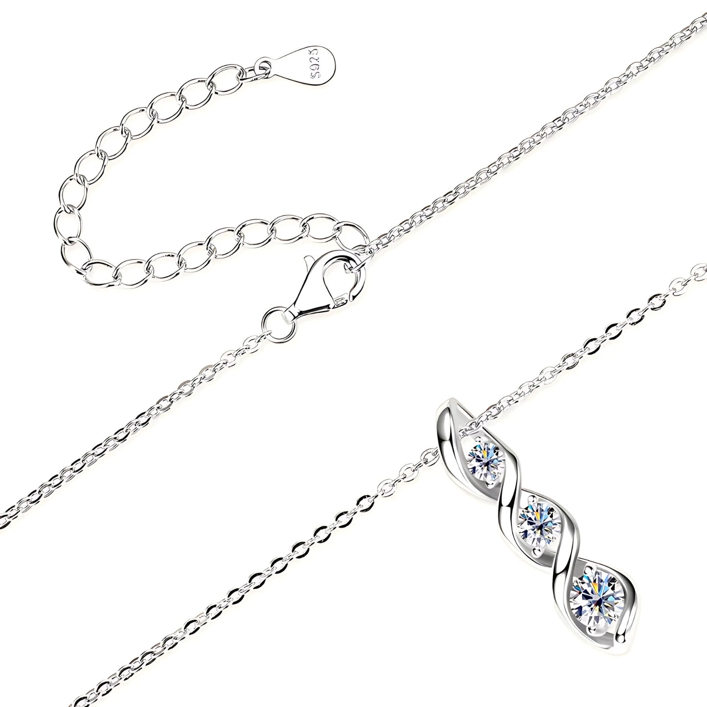  Moissanite Three Stone Pendant Necklace – Twisted Infinity Design SETUxNEOMA