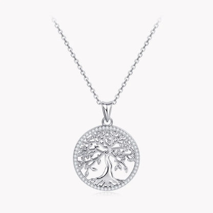 Moissanite Tree Of Life Halo Pendant Necklace - SETUxNEOMA  