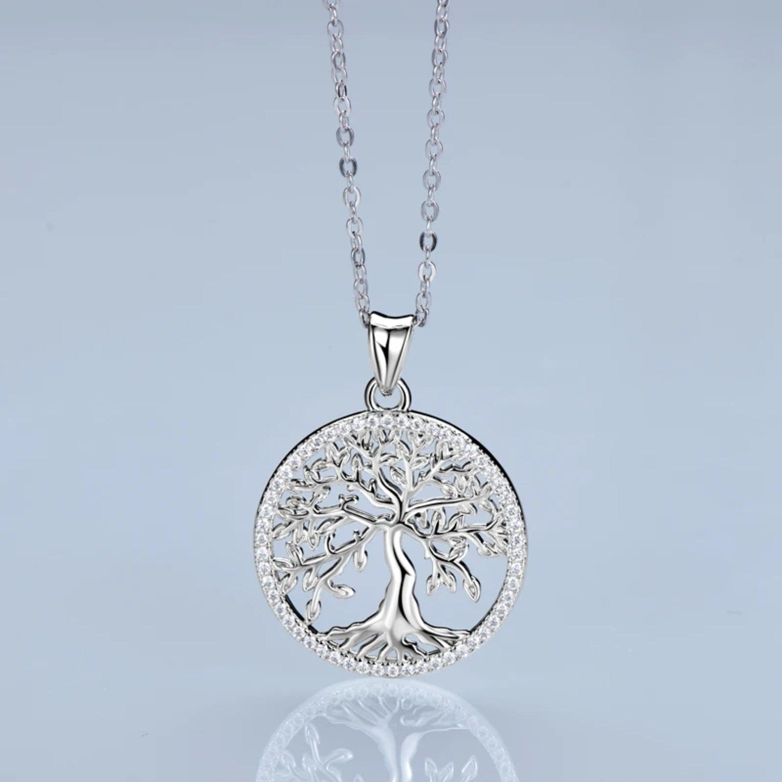 Moissanite Tree Of Life Halo Pendant Necklace - SETUxNEOMA  