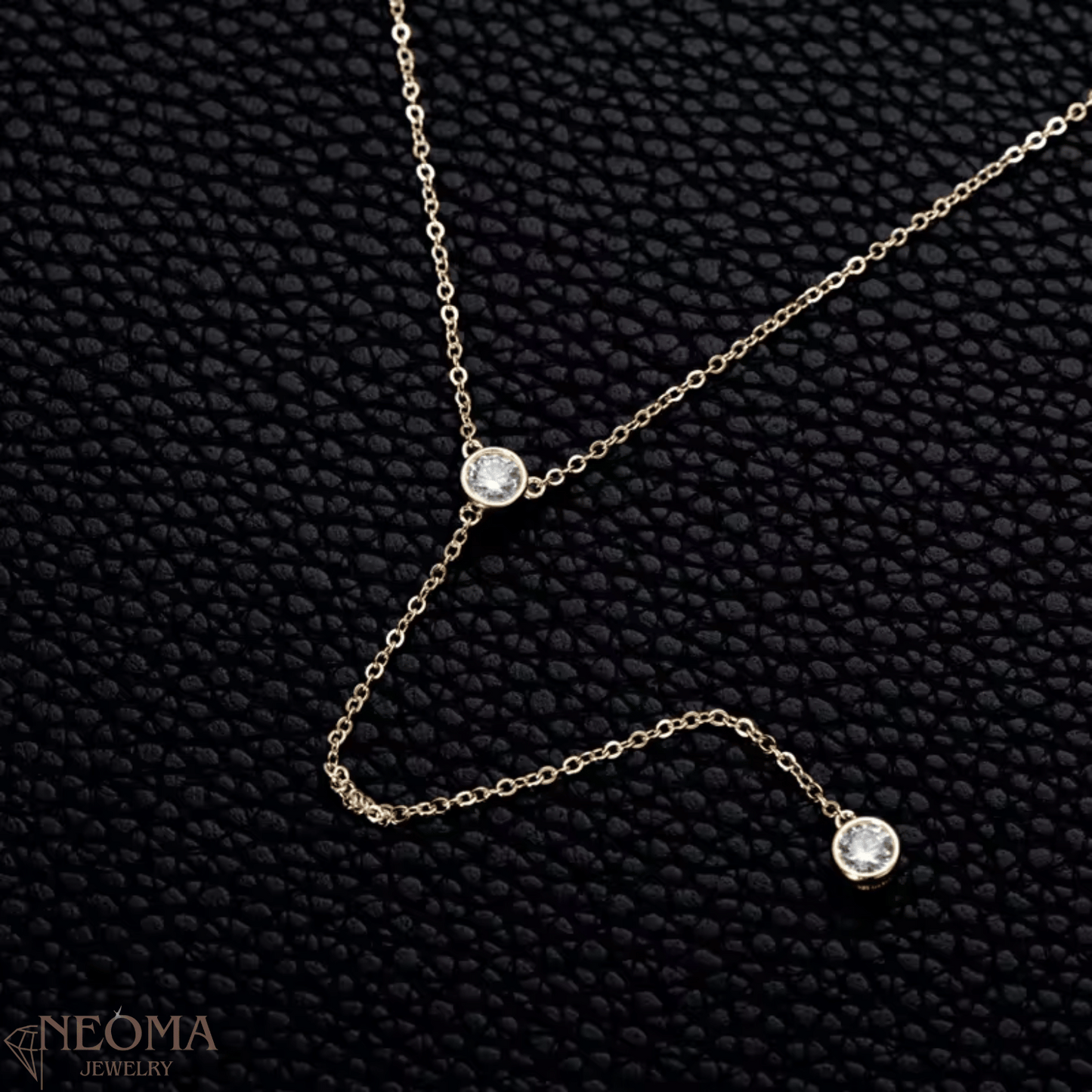  Moissanite Y-shape Lariat Necklace, Bezel Setting,Tassel Pendant SETUxNEOMA