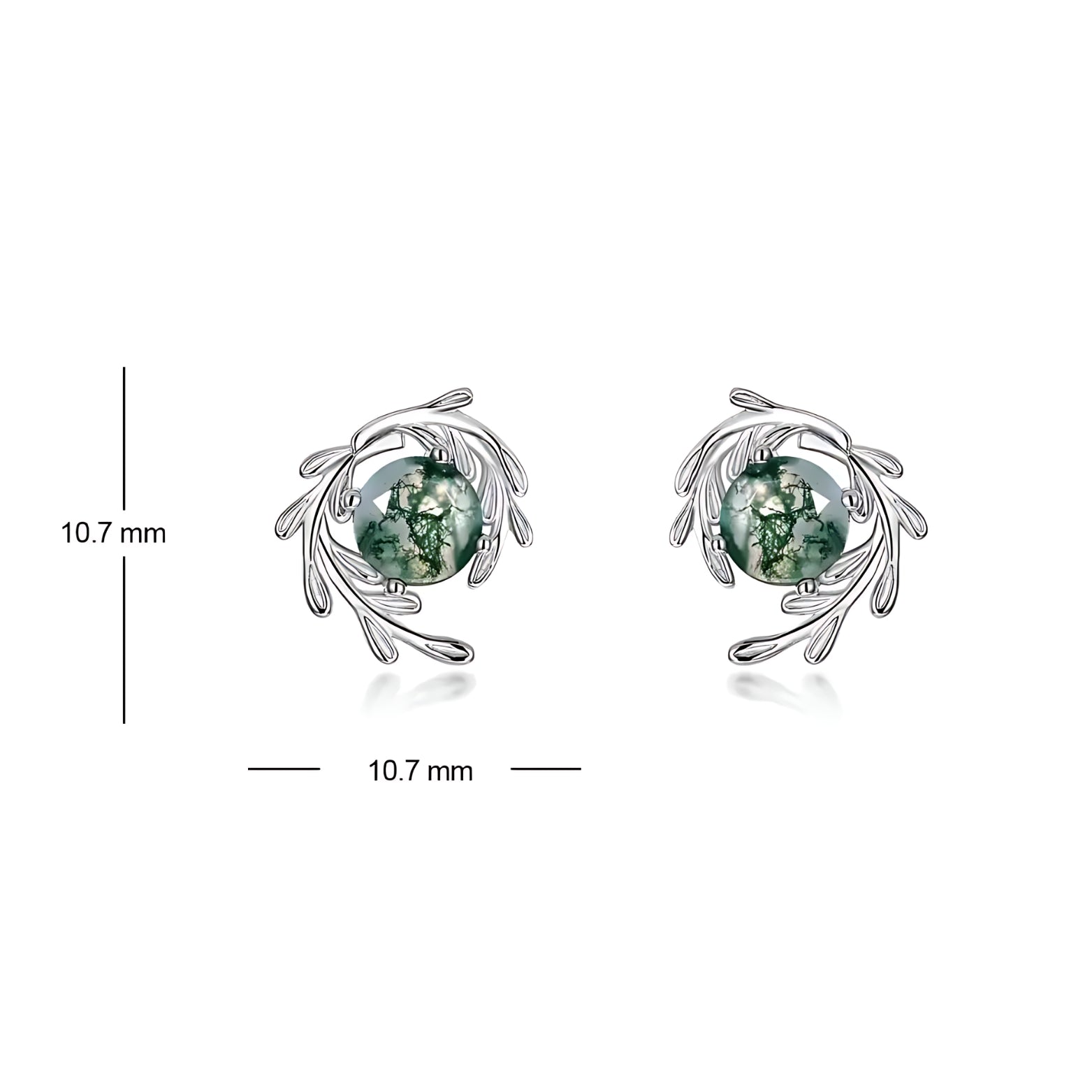  Moss Agate Leaf Stud Earrings - Olive Branch Earrings SETUxNEOMA