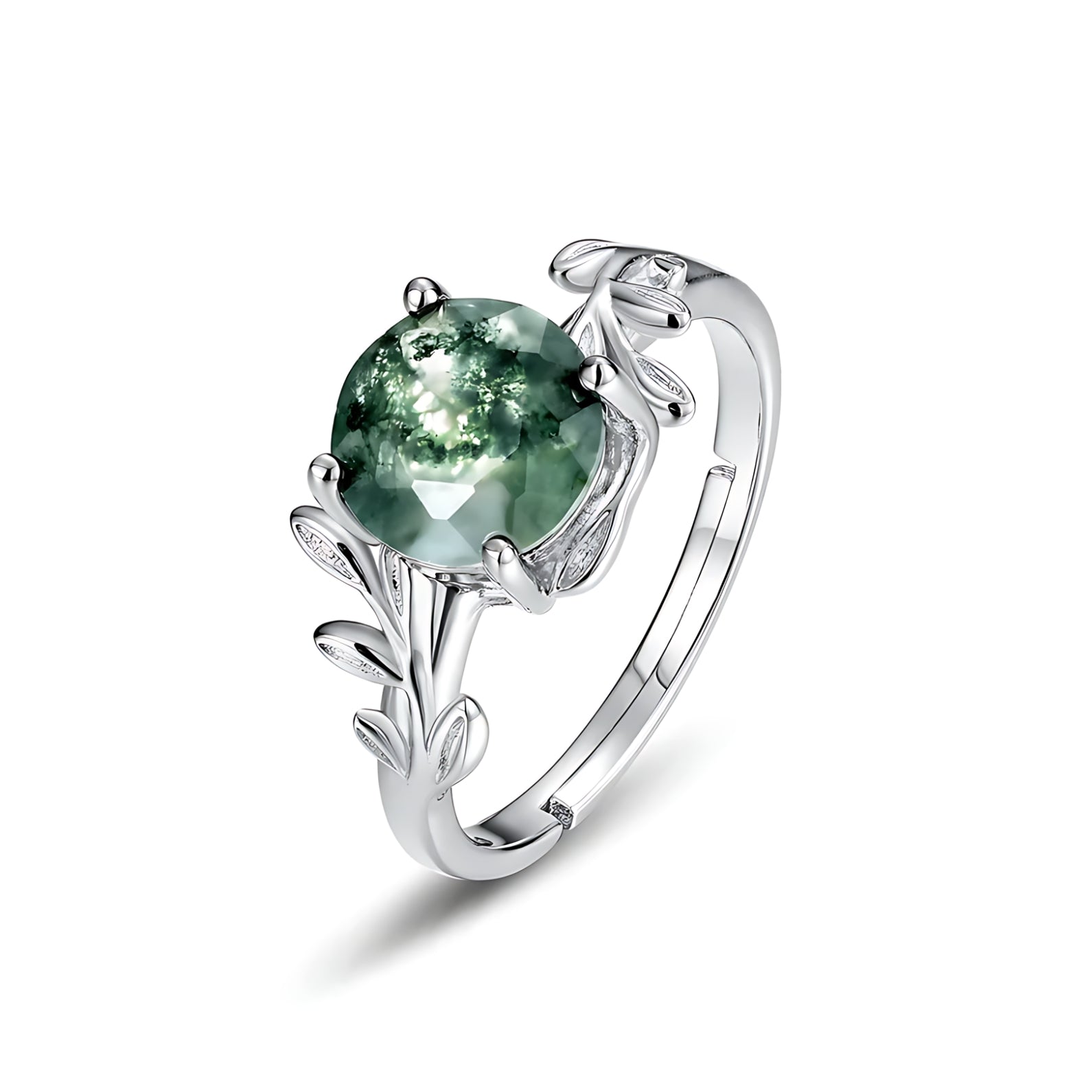  Natural Moss Agate Olive Branch Engagement Ring SETUxNEOMA