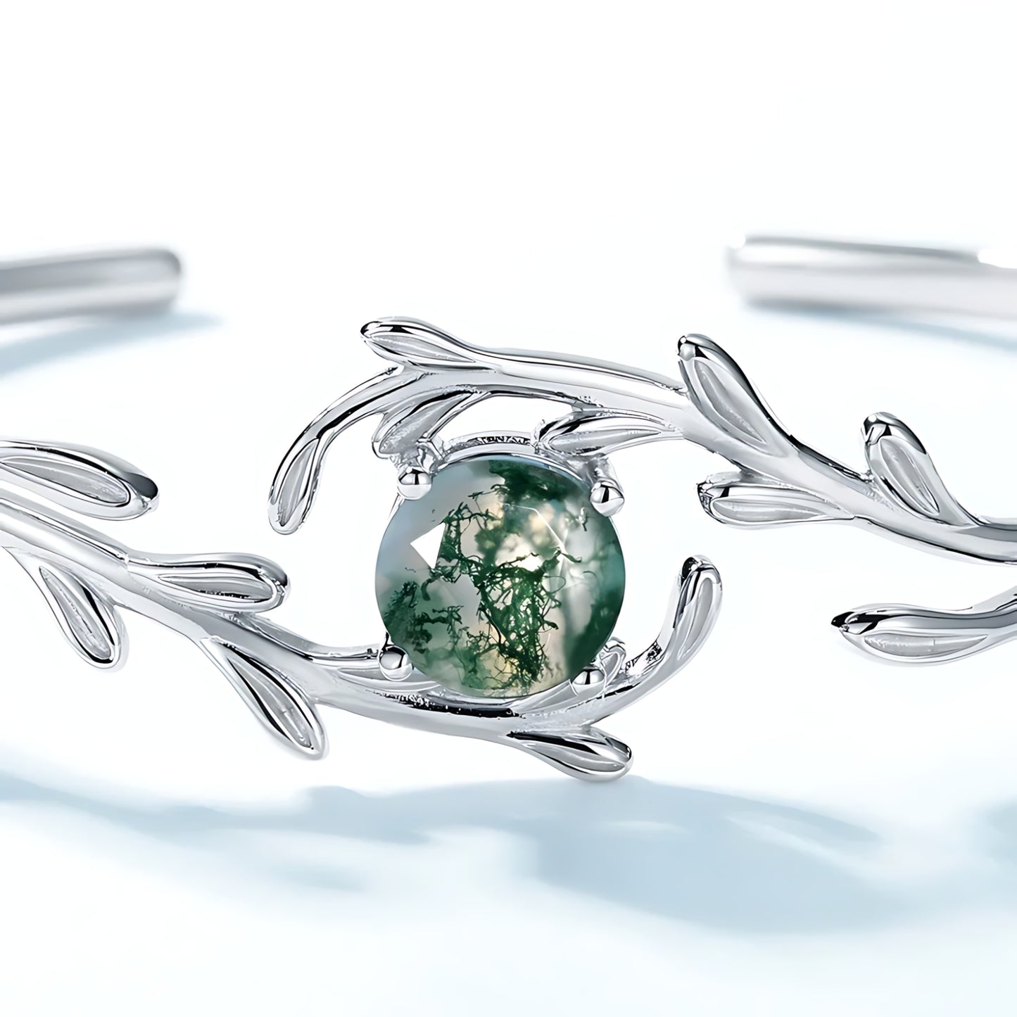  Olive Branch Moss Agate Cuff Bracelet SETUxNEOMA