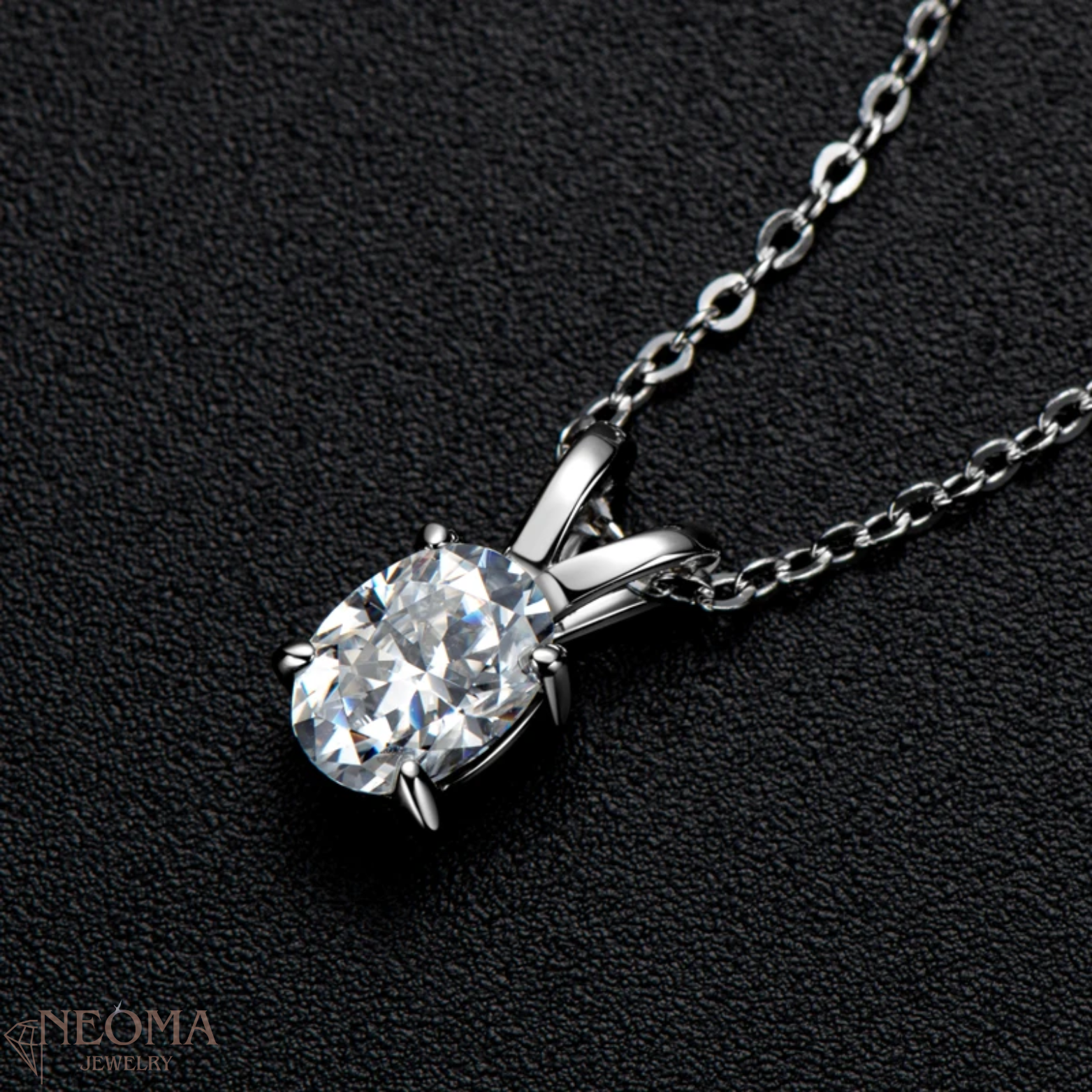 1 carat Oval Cut Moissanite Solitaire Pendant Necklace - SETUxNEOMA  