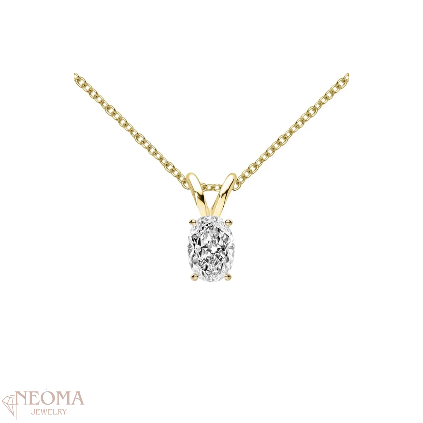 1 carat Oval Cut Moissanite Solitaire Pendant Necklace - SETUxNEOMA  