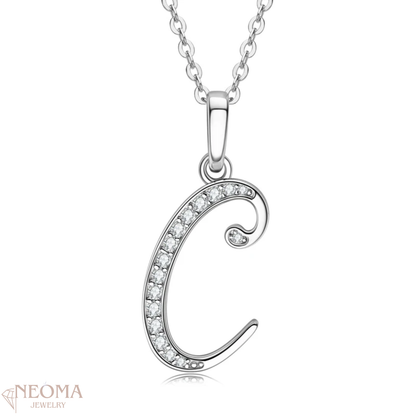 Pave Letter Pendant Necklace - Moissanite Initial Choker - SETUxNEOMA  