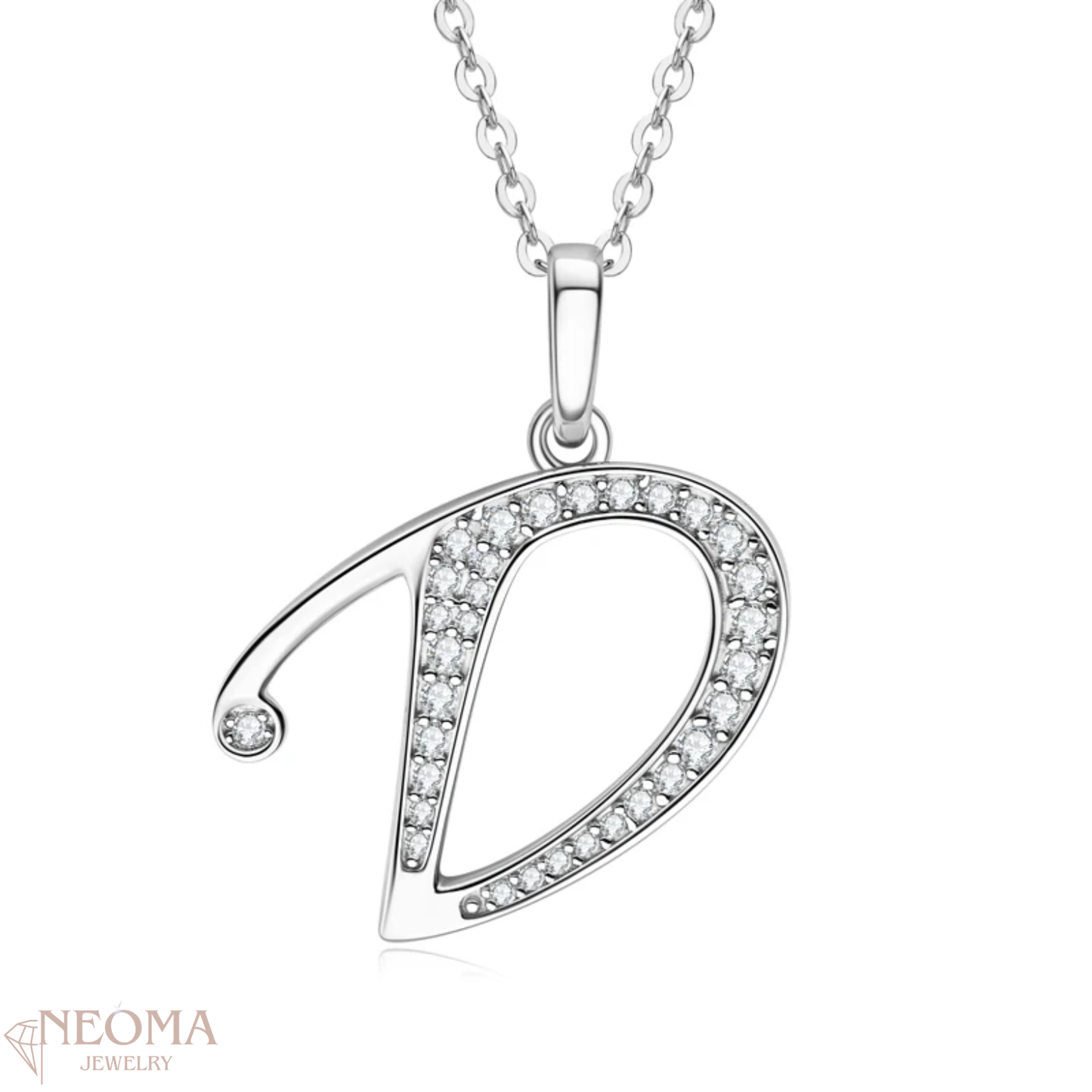  Pave Letter Pendant Necklace - Moissanite Initial Choker SETUxNEOMA