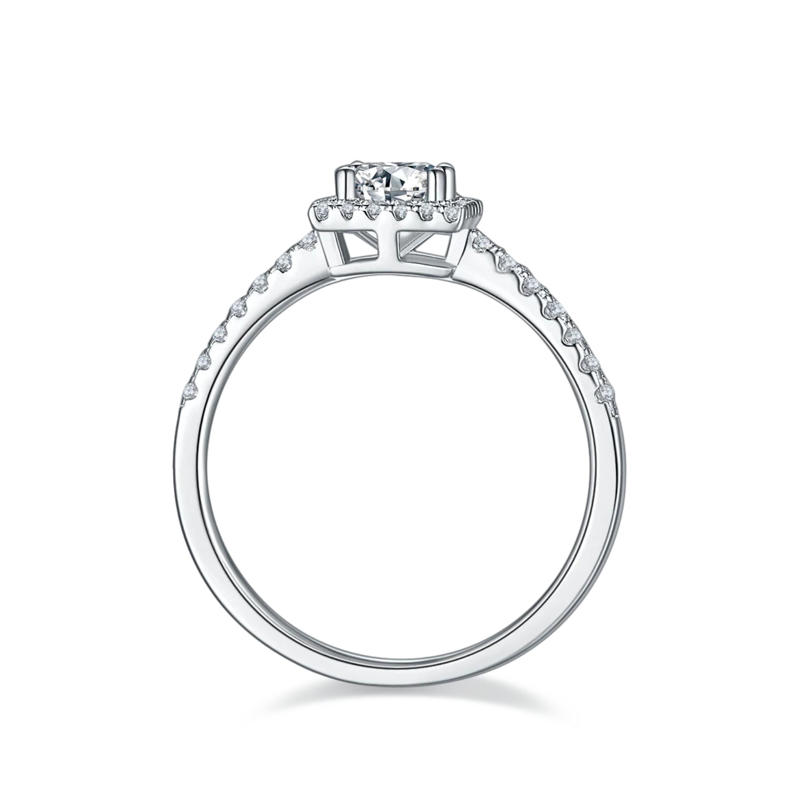 Square Halo Pave Set Engagement Ring in S925 Sterling Silver - SETUxNEOMA  