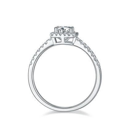 Square Halo Pave Set Engagement Ring in S925 Sterling Silver - SETUxNEOMA  