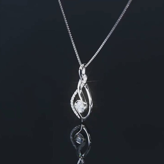 Moissanite Leaf Necklace | Sterling Silver | Twist Pendant