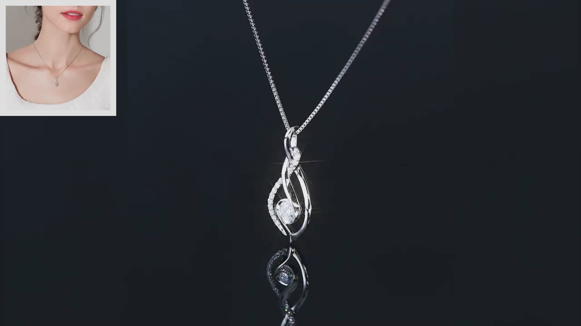 Moissanite Leaf Necklace | Sterling Silver | Twist Pendant