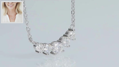 Dainty Moissanite Pendant Necklace | 5 Stone Silver Choker