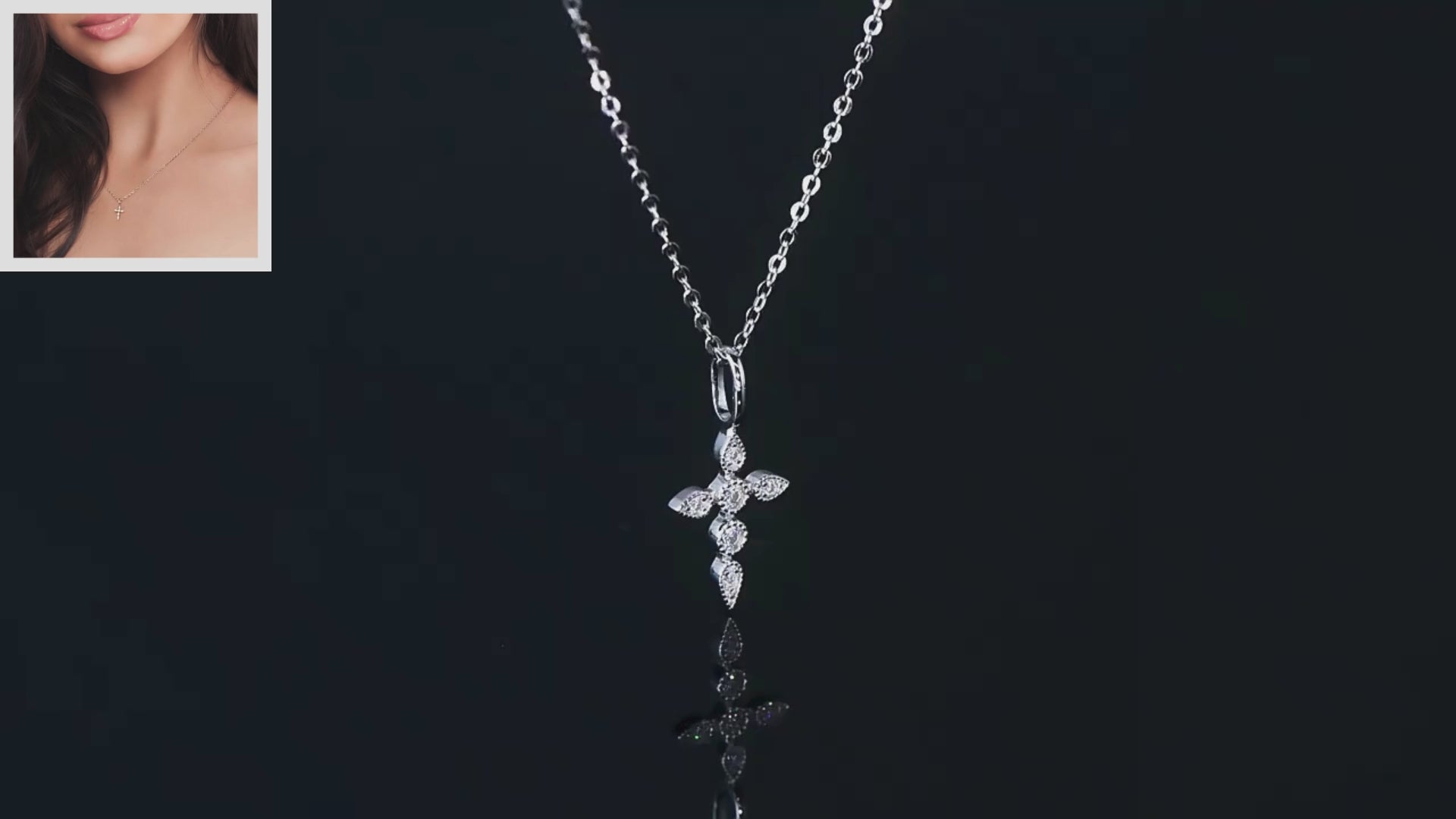 Round Cut Moissanite Tiny Cross Pendant Necklace