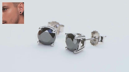 VVS1 Black Moissanite Stud Earrings | Black Lab-Grown Diamond Jewelry