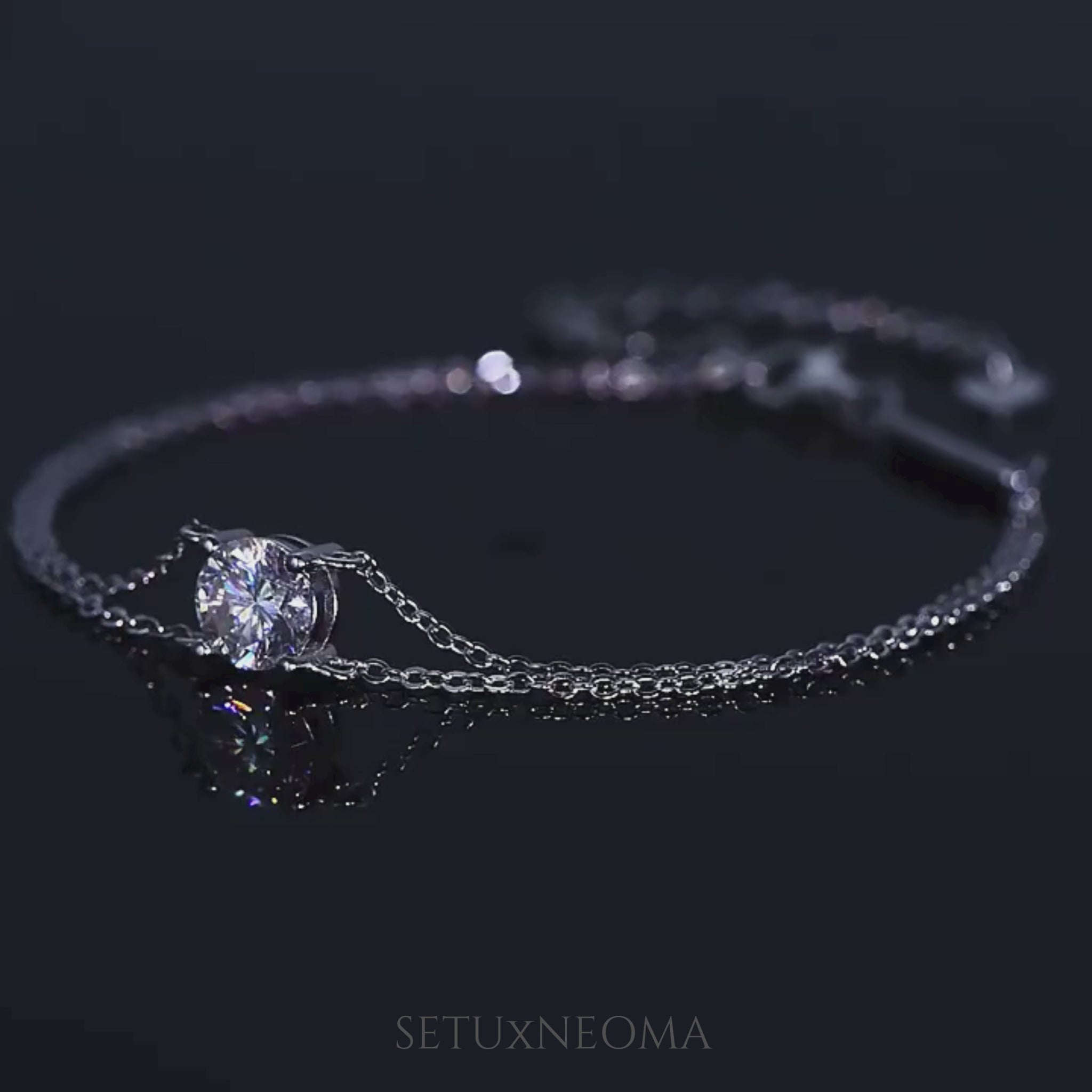 Double Chain Moissanite Bracelet – 1.0ct Stone with Adjustable Fit -  SETUxNEOMA