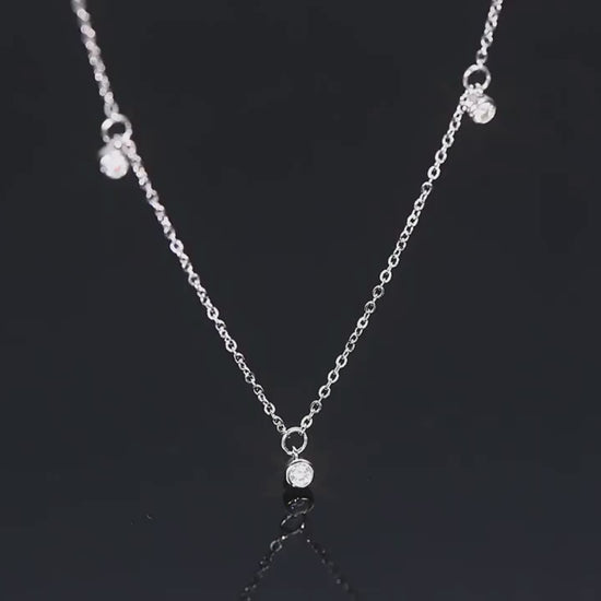 Moissanite Bezel Station Necklace - Satellite Chain Choker - SETUxNEOMA  