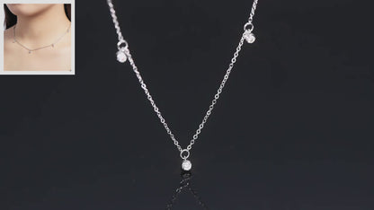 Moissanite Bezel Station Necklace - Satellite Chain Choker - SETUxNEOMA  