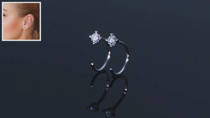 Moissanite Half Huggie Hoop Earrings - Tiny Open Huggie - Sleeper Hoops - SETUxNEOMA  