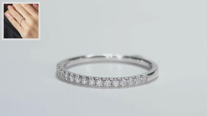 Sterling Silver Half Eternity Ring | Moissanite | 1.5mm Thin