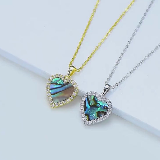 Abalone Shell Heart Necklace | Moissanite Seashell Choker | Unique Jewelry