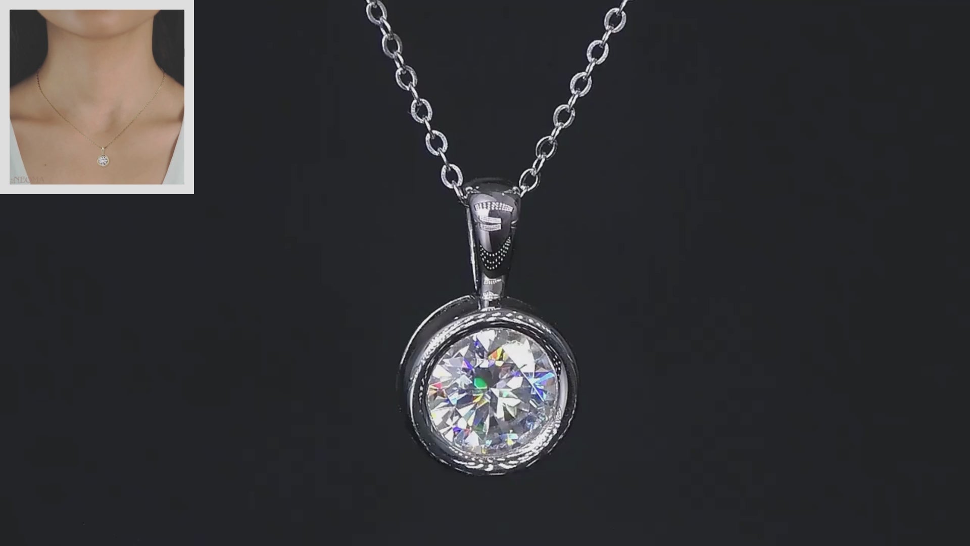 2 Ct Round Cut Moissanite Bezel Solitaire Pendant Necklace - SETUxNEOMA