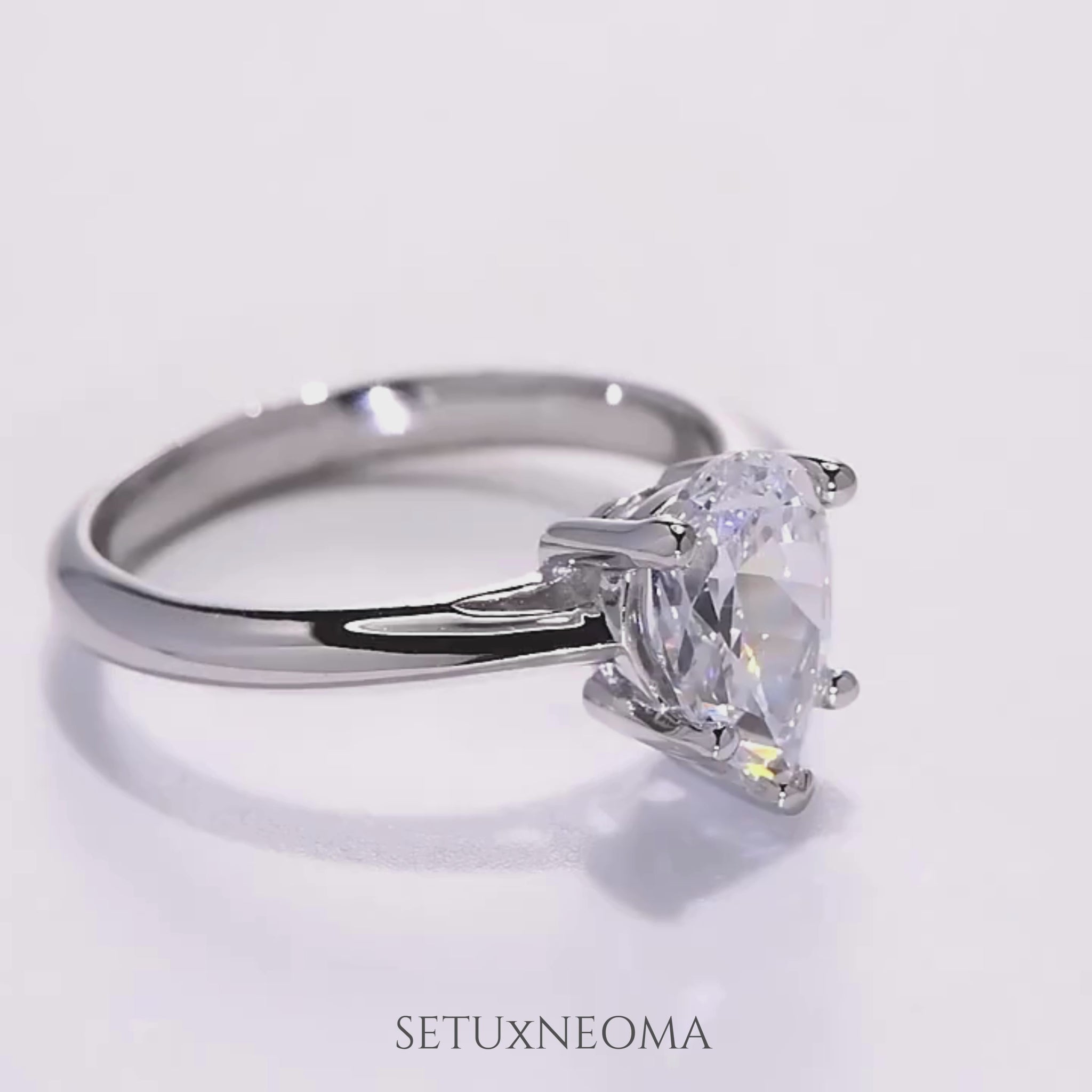 2 Carat Pear Cut Solitaire Moissanite Engagement Ring | Teardrop Waterdrop Shaped Design-SETUxNEOMA