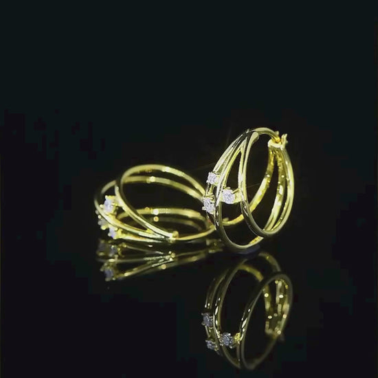 Moissanite Triple Hoop Earrings | Elegant Multi-Layer Design